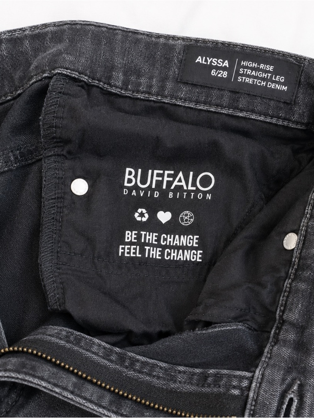 Buffalo David Bitton Alyssa Women’s Jeans 6/28 Black High Rise Straight Leg
